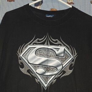 Vintage Y2k Superman Flames Logo T-Shirt
